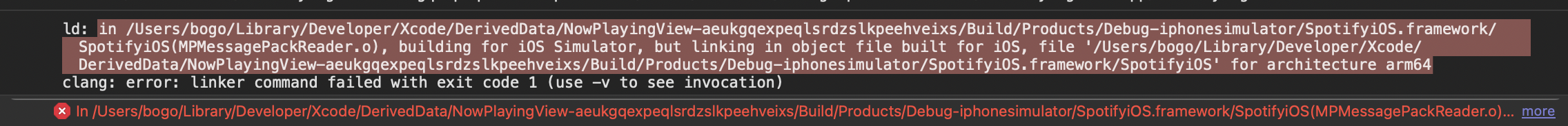 Xcode Linker Error - with XCFramework